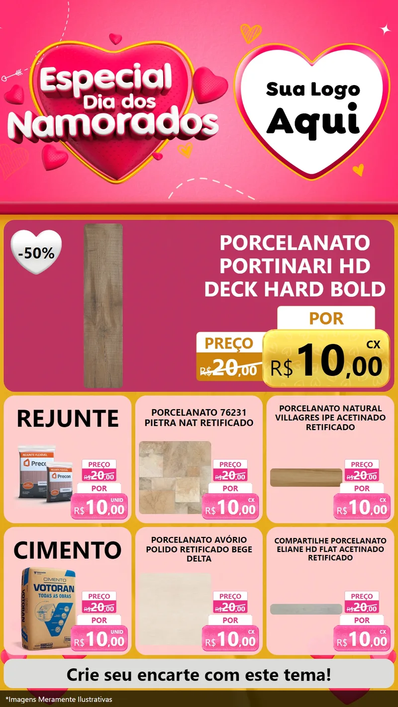 Modelo de Rede Social para Stories com o tema Especial Dia dos Namorados para Pisos e revestimentos