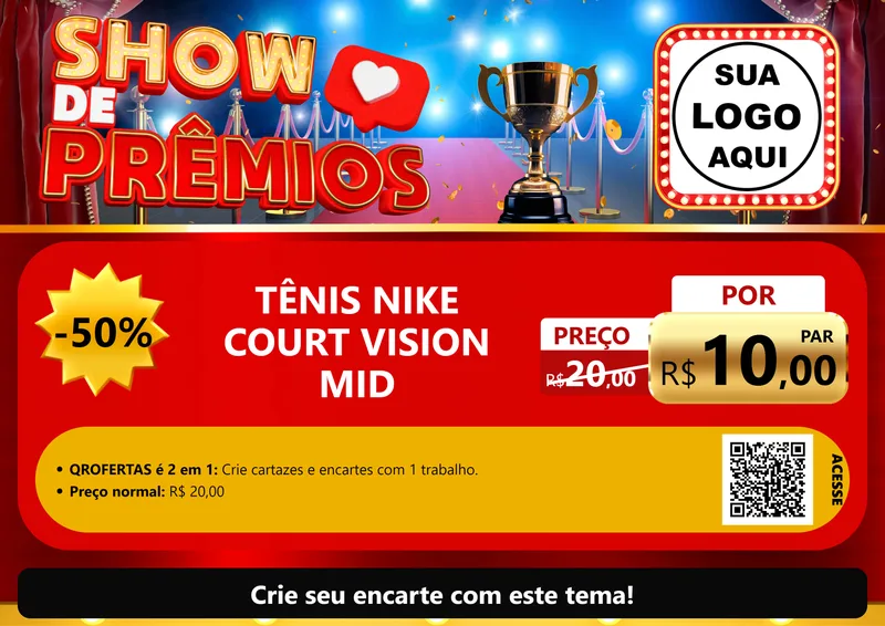 Modelo de Cartaz para Cartaz A4 Horizontal com o tema Show de Prêmios para Calçados