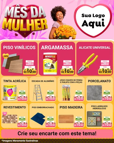 Modelo de Rede Social para Feed Instagram com o tema Mês da Mulher para Material para Construção