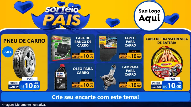 Modelo de TV para TV Horizontal com o tema Sorteio Dia dos Pais para Auto peças