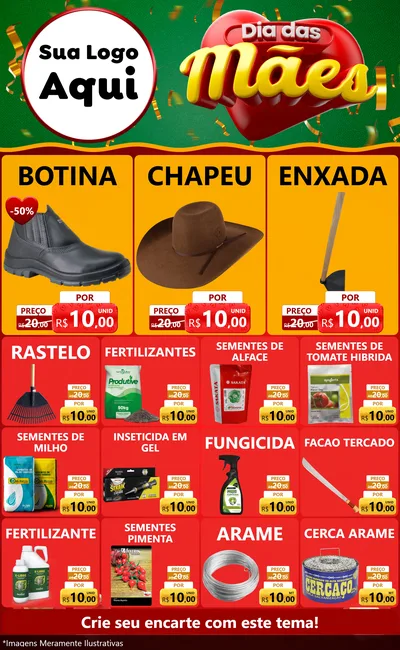 Modelo de Encarte para Encarte Grande com o tema Dia das Mães para Agropecuária