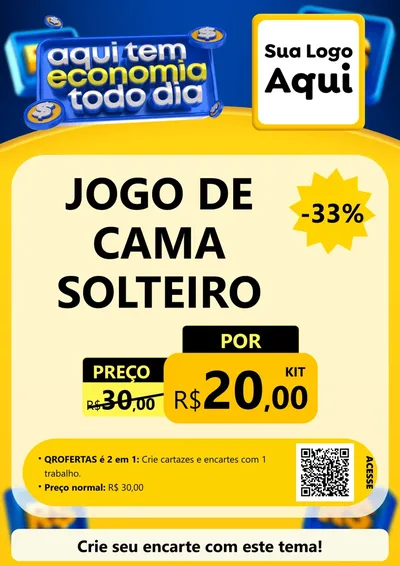 Modelo de Cartaz para Cartaz A4 Vertical com o tema Aqui Tem Economia Todo Dia para Cama, Mesa e Banho
