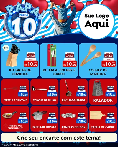 Modelo de Rede Social para Feed Instagram com o tema Papai Nota 10 para Utilidades Domésticas