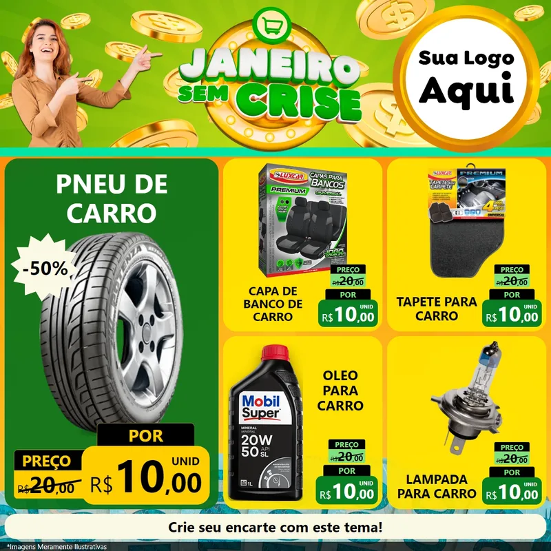 Modelo de Rede Social para Feed Facebook com o tema Janeiro Sem Crise para Auto peças