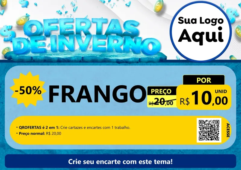 Modelo de Cartaz para Cartaz A4 Horizontal com o tema Ofertas de Inverno para Assados