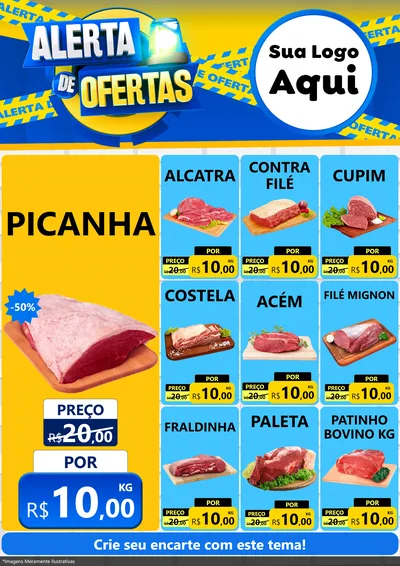 Modelo de Encarte para Encarte A4 Vertical com o tema Alerta de Ofertas para Açougue