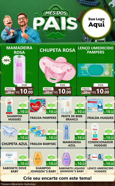 Modelo de Encarte para Encarte Grande com o tema Mês dos Pais para Bebês