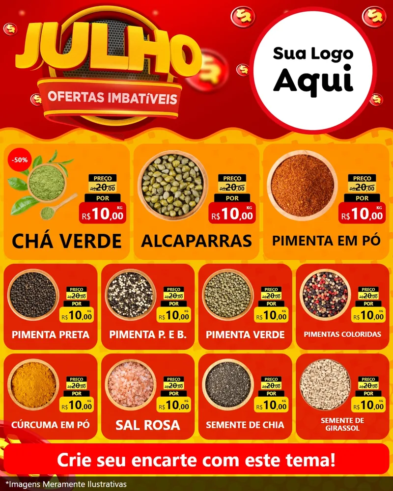 Modelo de Rede Social para Feed Instagram com o tema Julho Ofertas Imbatíveis para Produtos Naturais