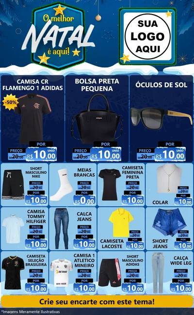 Modelo de Encarte para Encarte Grande com o tema O Melhor Natal É Aqui! para Roupas e acessórios
