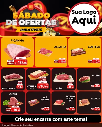 Modelo de Rede Social para Feed Instagram com o tema Sábado de Ofertas Imbatíveis para Açougue