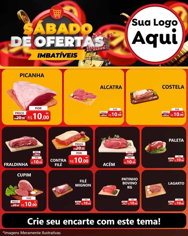Modelo de Rede Social para Feed Instagram com o tema Sábado de Ofertas Imbatíveis para Açougue