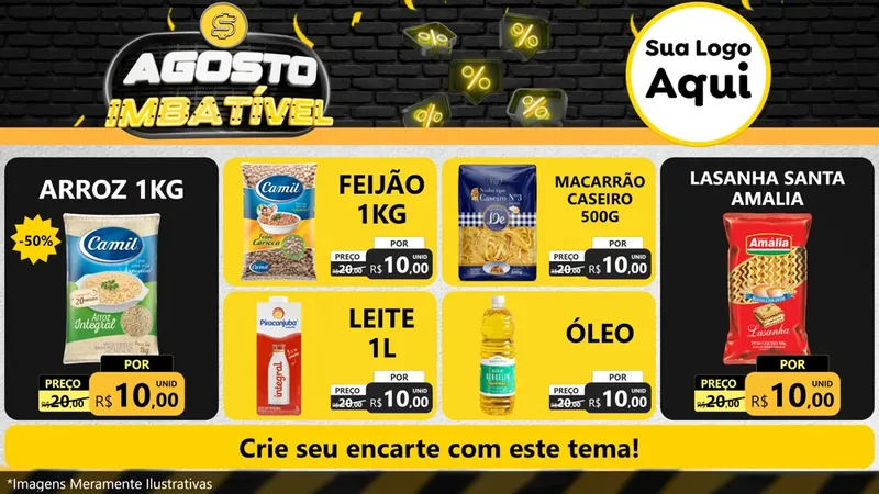Modelo de TV para TV Horizontal com o tema Agosto Imbatível para Supermercado