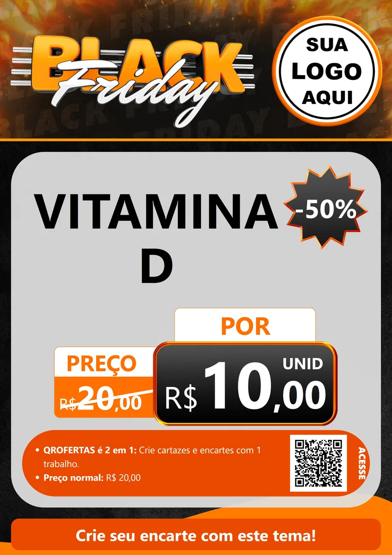 Modelo de Cartaz para Cartaz A4 Vertical com o tema Black Friday para Farmácia