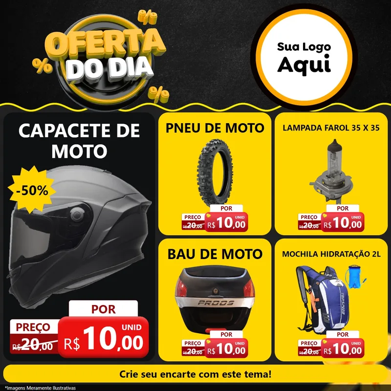 Modelo de Rede Social para Feed Facebook com o tema Oferta Do Dia para Moto peças