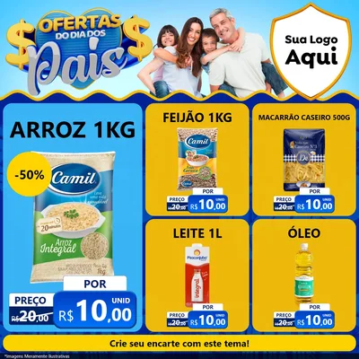 Modelo de Rede Social para Feed Facebook com o tema Ofertas do Dia dos Pais para Supermercado
