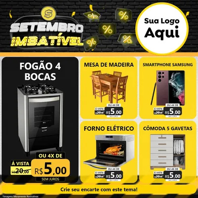 Modelo de Rede Social para Feed Facebook com o tema Setembro Imbatível para Móveis e Eletro
