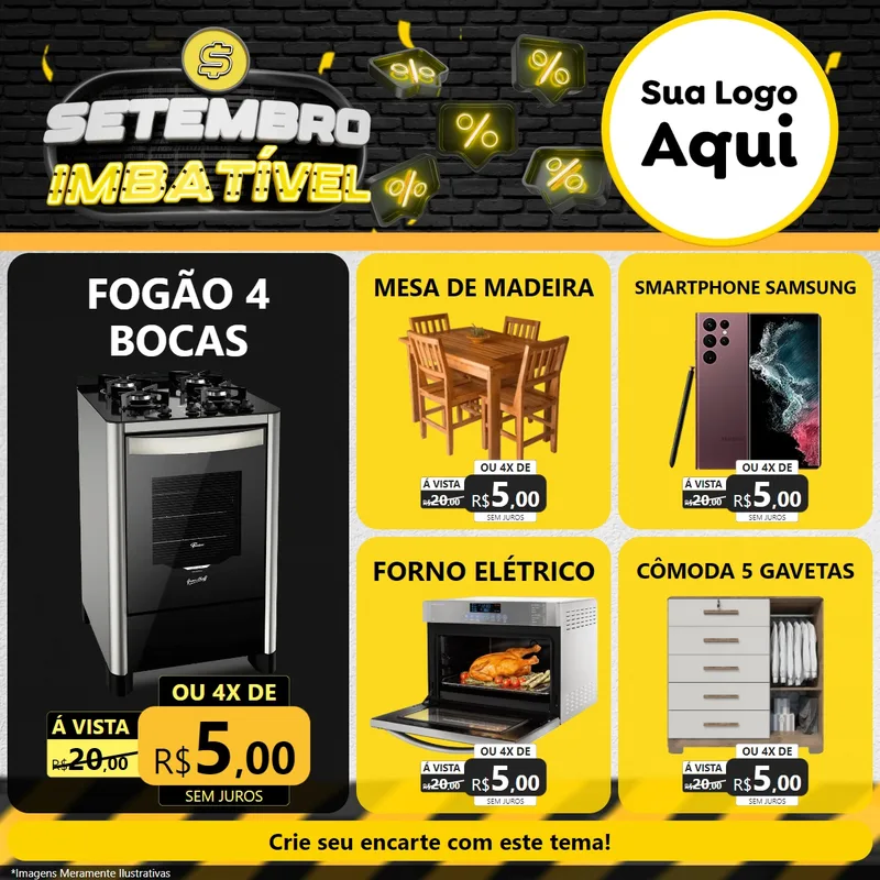 Modelo de Rede Social para Feed Facebook com o tema Setembro Imbatível para Móveis e Eletro