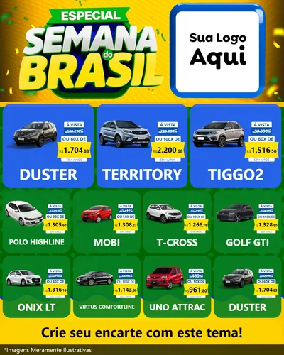 Modelo de Rede Social para Feed Instagram com o tema Especial Semana do Brasil para Concessionaria de Carros