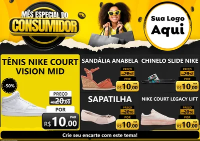 Modelo de Encarte para Encarte A4 Horizontal com o tema Mês Especial do Consumidor para Calçados