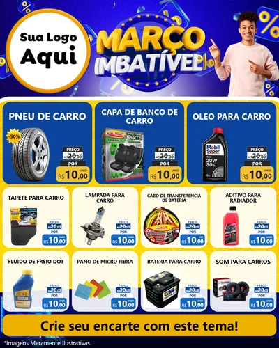 Modelo de Rede Social para Feed Instagram com o tema Março Imbatível para Auto peças
