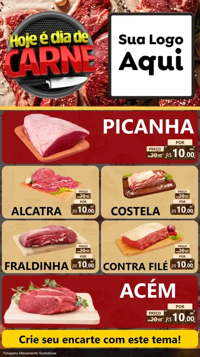 Modelo de TV para TV Vertical com o tema Hoje É Dia de Carne para Açougue
