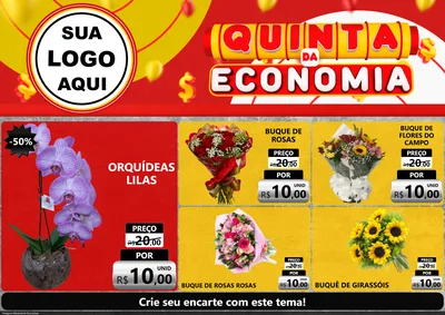 Modelo de Encarte para Encarte A4 Horizontal com o tema Quinta da Economia para Floricultura e jardim