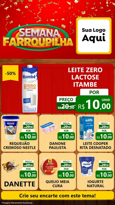 Modelo de Rede Social para Stories com o tema Semana Farroupilha para Frios e Laticínios