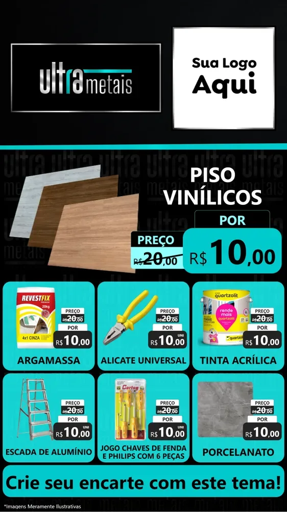 Modelo de Rede Social para Stories com o tema Ultra Metais para Material para Construção