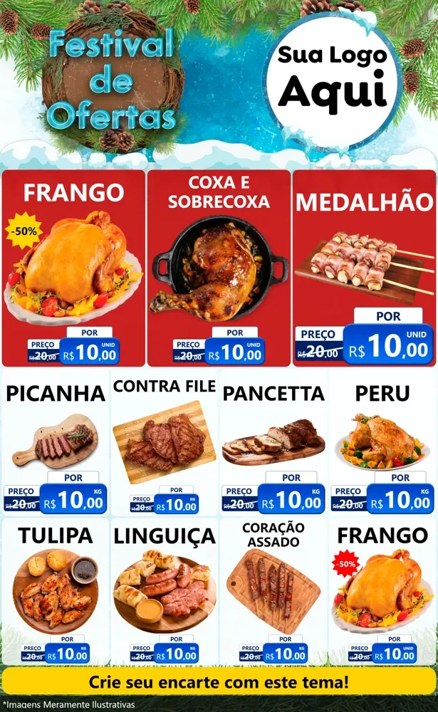 Modelo de Encarte para Encarte Grande com o tema Festival de Ofertas - Inverno para Assados