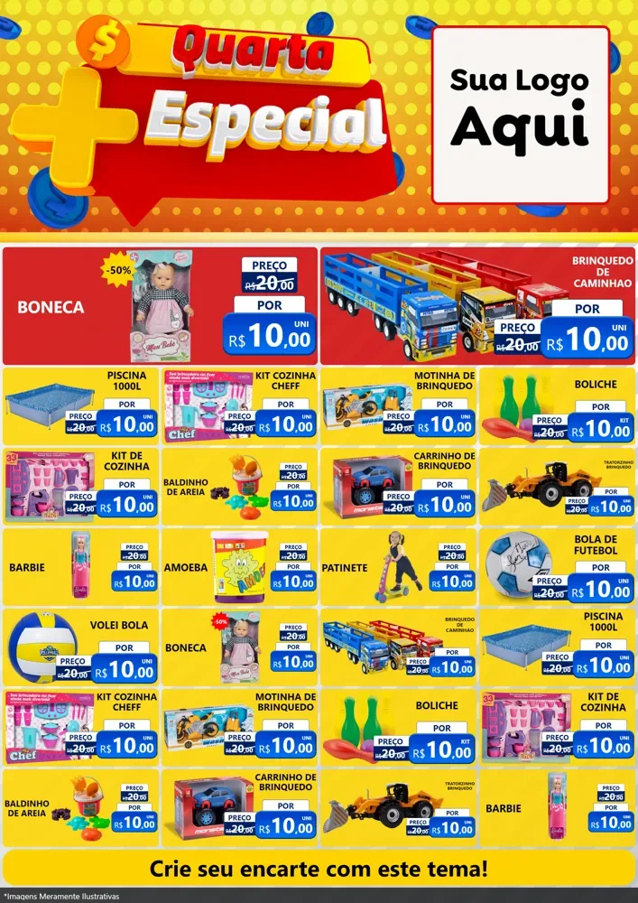 Modelo de Encarte para Encarte A4 Vertical com o tema Quarta Mais Especial para Brinquedos