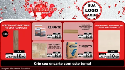 Modelo de TV para TV Horizontal com o tema Promoção de Aniversário - 3 Anos para Pisos e revestimentos