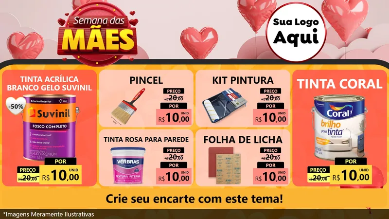 Modelo de TV para TV Horizontal com o tema Semana das Mães para Tintas e Ferramentas