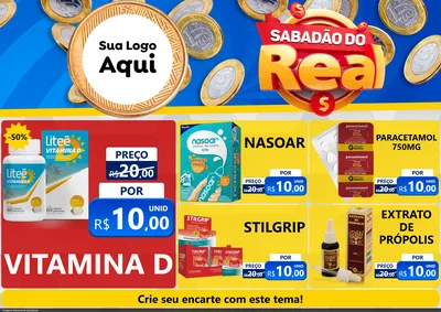 Modelo de Encarte para Encarte A4 Horizontal com o tema Sabadão do Real para Farmácia