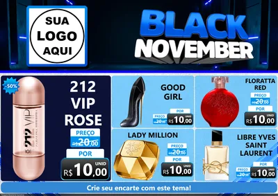Modelo de Encarte para Encarte A4 Horizontal com o tema Black November para Perfumes