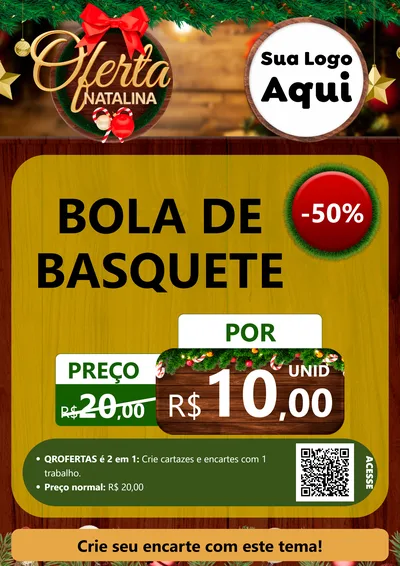 Modelo de Cartaz para Cartaz A4 Vertical com o tema Ofertas Natalina para Artigos Esportivos