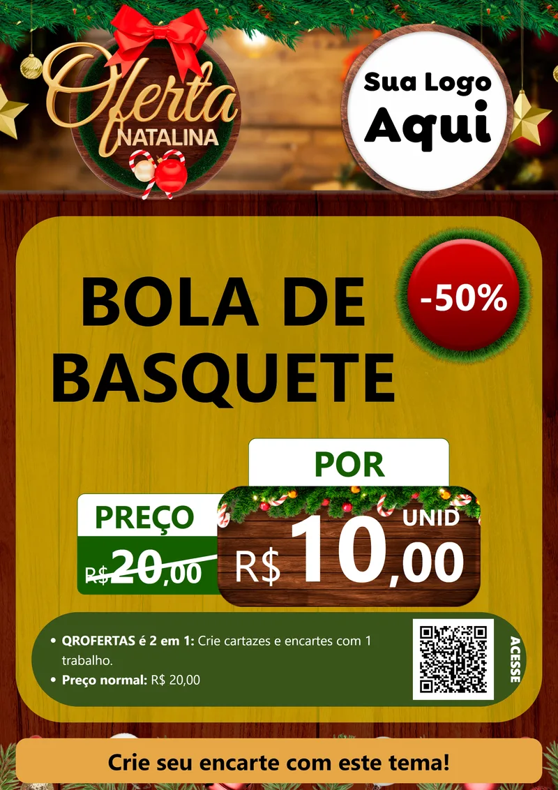 Modelo de Cartaz para Cartaz A4 Vertical com o tema Ofertas Natalina para Artigos Esportivos