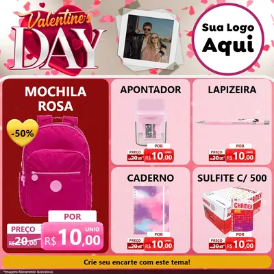 Modelo de Rede Social para Feed Facebook com o tema Valentine's Day para Papelaria