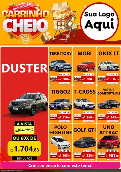 Modelo de Encarte para Encarte A4 Vertical com o tema Promoção carrinho cheio para Concessionaria de Carros