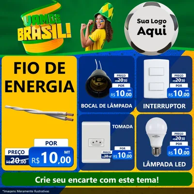 Modelo de Rede Social para Feed Facebook com o tema Vamos Brasil - Copa para Materiais Elétricos