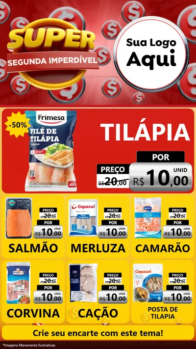 Modelo de Rede Social para Stories com o tema Super Segunda Imperdível para Peixaria