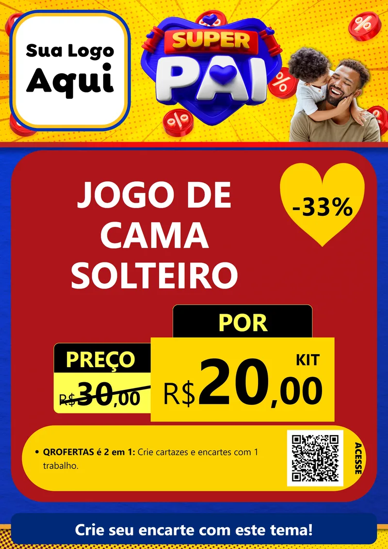 Modelo de Cartaz para Cartaz A4 Vertical com o tema Super Pai para Cama, Mesa e Banho