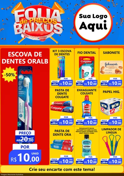 Modelo de Encarte para Encarte A4 Vertical com o tema Folia de Preços Baixos para Higiene Pessoal