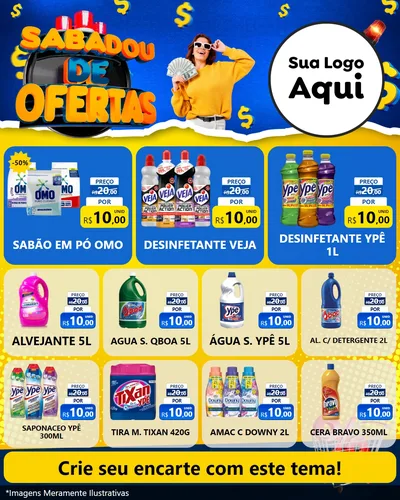 Modelo de Rede Social para Feed Instagram com o tema Sabadou de Ofertas para Produtos de Limpeza