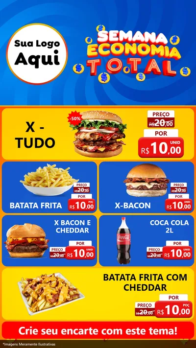 Modelo de TV para TV Vertical com o tema Semana Economia Total para Hamburgueria