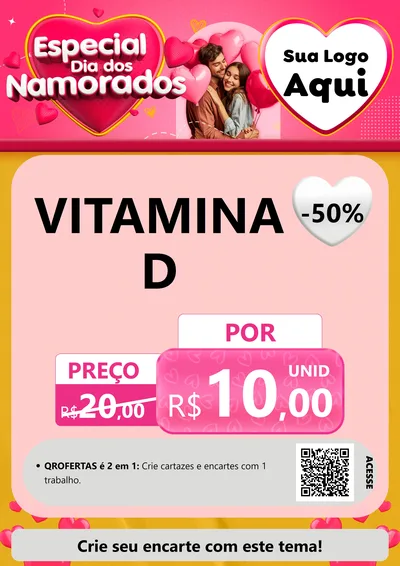 Modelo de Cartaz para Cartaz A4 Vertical com o tema Especial Dia dos Namorados para Farmácia
