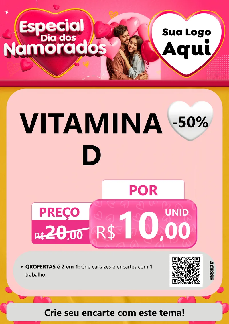 Modelo de Cartaz para Cartaz A4 Vertical com o tema Especial Dia dos Namorados para Farmácia