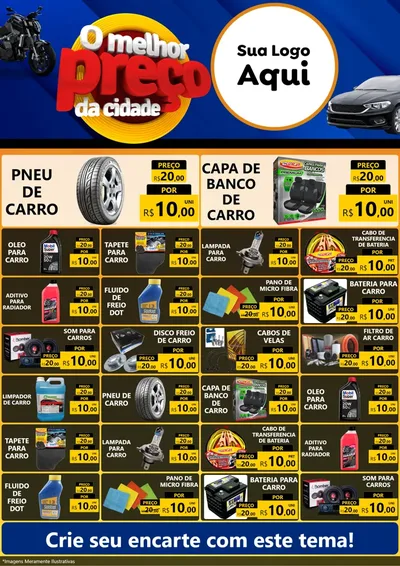 Modelo de Encarte para Encarte A4 Vertical com o tema O Melhor Preço da Cidade - Auto e Motopeças para Auto peças
