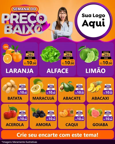 Modelo de Rede Social para Feed Instagram com o tema Semana do Preço Baixo para Hortifrúti
