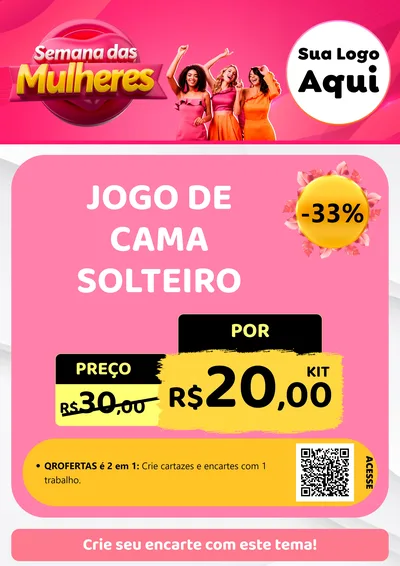 Modelo de Cartaz para Cartaz A4 Vertical com o tema Semana das Mulheres para Cama, Mesa e Banho