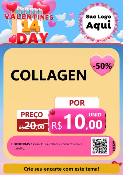 Modelo de Cartaz para Cartaz A4 Vertical com o tema Valentine's Day para Suplementos alimentares